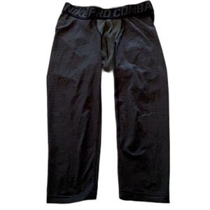 Nike Pro Combat Spandex Tights Boy's Size Medium Black Gray Stripes